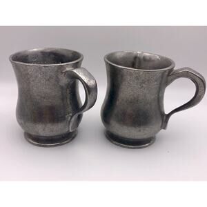 2 Vintage Pewter Carson Casting Co Statesmetal Cup Mug 4 inch Freeport PA 1970